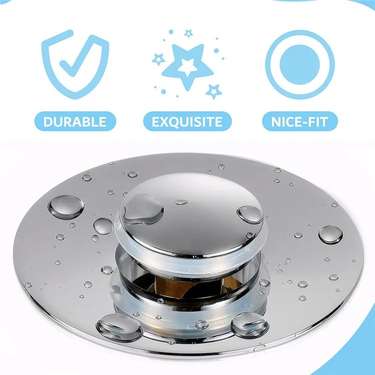 Tapón de desagüe para lavabo universal con botón pulsador, diseño antiatasco con recogedor de pelo - Negro mate