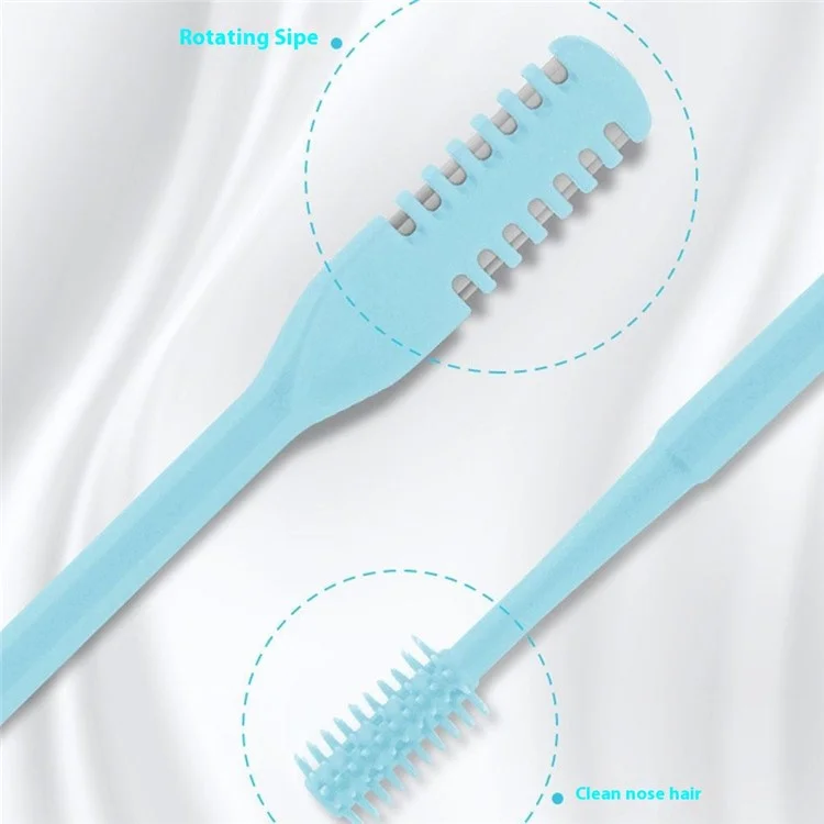 3Pcs Dual Head Nose Hair Trimmer Manual Nasal Cleaner Unisex Portable Nostril Grooming Tool - Sky Blue