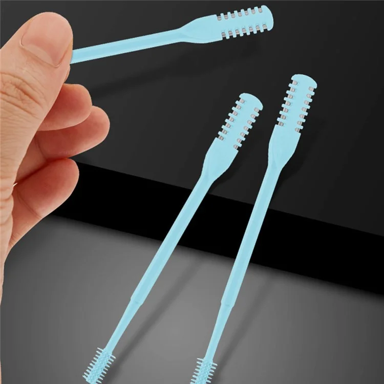 3Pcs Dual Head Nose Hair Trimmer Manual Nasal Cleaner Unisex Portable Nostril Grooming Tool - Sky Blue