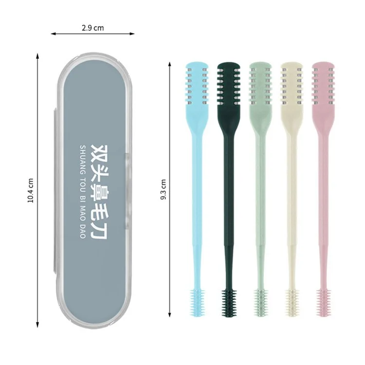 3Pcs Dual Head Nose Hair Trimmer Manual Nasal Cleaner Unisex Portable Nostril Grooming Tool - Sky Blue