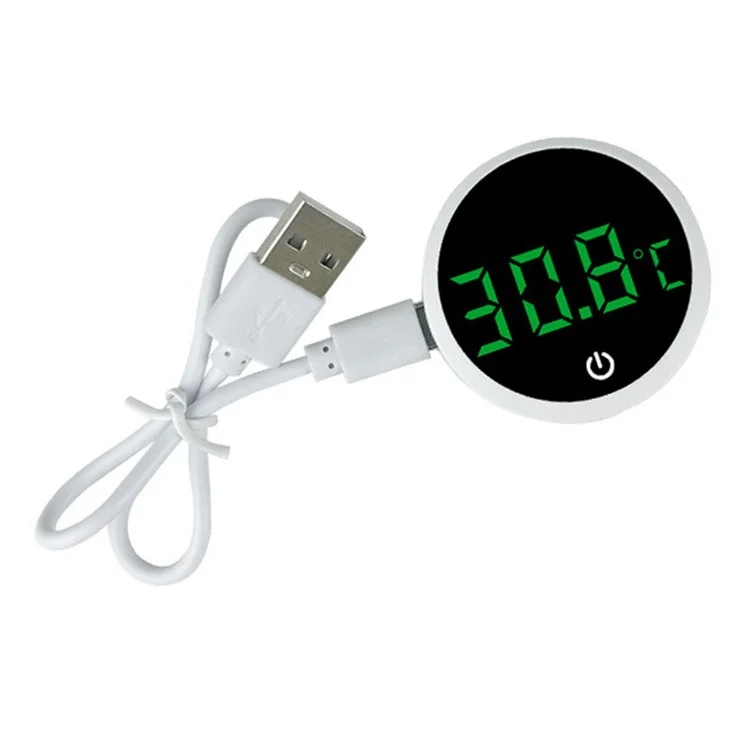 TJY-006 Rechargeable Digital Aquarium Thermometer LED Display Fish Tank High Precision Temperature Meter - White / Celsius