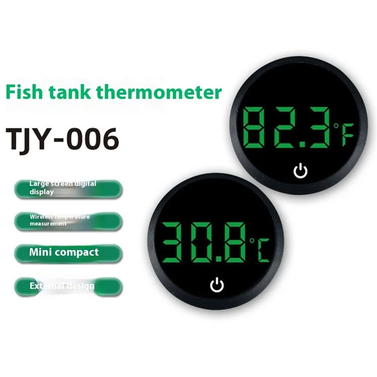 TJY-006 Rechargeable Digital Aquarium Thermometer LED Display Fish Tank High Precision Temperature Meter - White / Celsius