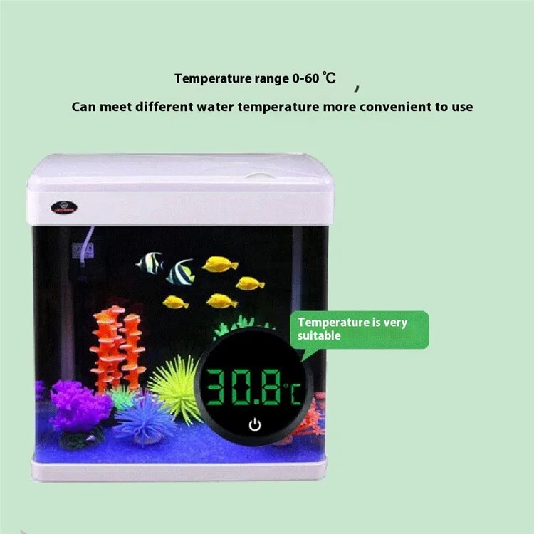 TJY-006 Rechargeable Digital Aquarium Thermometer LED Display Fish Tank High Precision Temperature Meter - White / Celsius