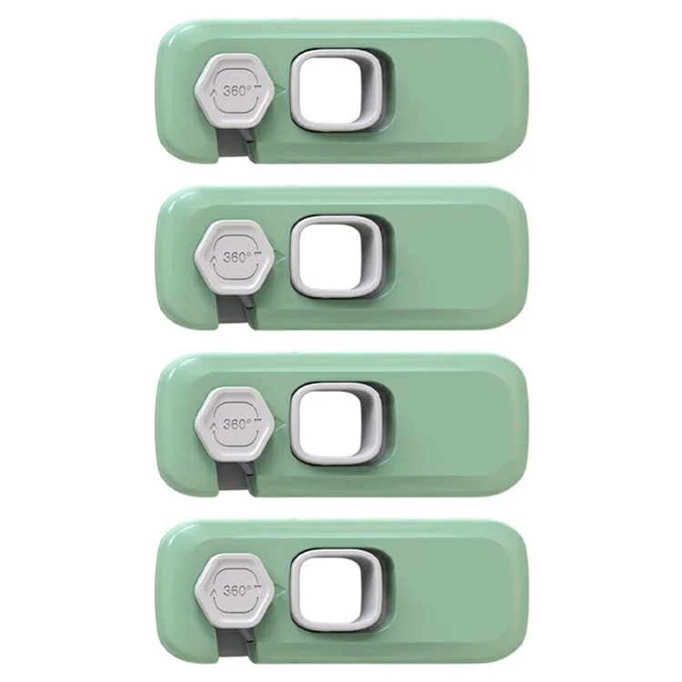 4 Verrous de Sécurité pour Enfants - Protection Anti-Pince pour Meubles, Armoires, Réfrigérateur - Vert