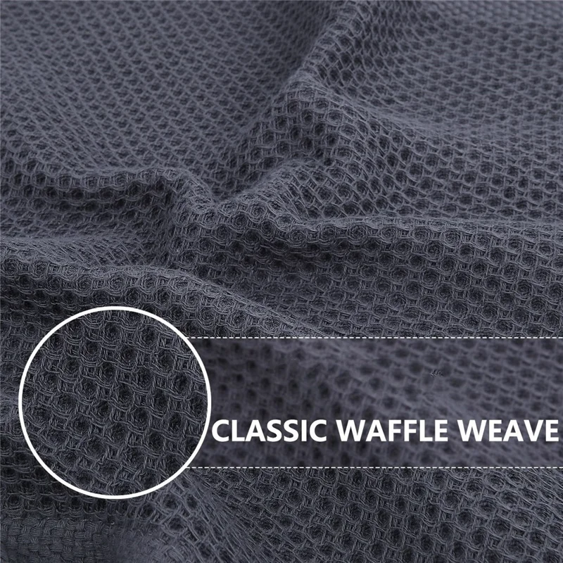 6Pcs 34x34cm Cotton Waffle Weave Kitchen Dish Towels Quick Cleaning Fast Absorbing Rag with Hanging Loop - Green