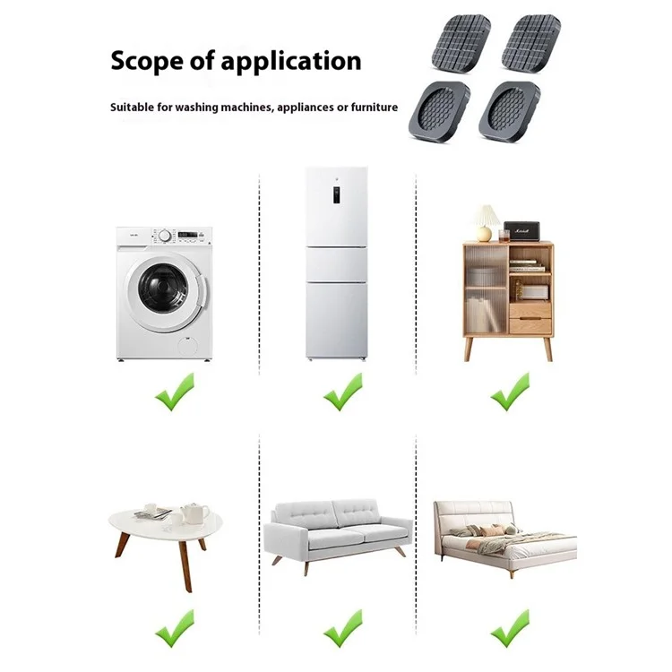 4Pcs Washing Machine Anti Vibration Raised Pads Universal Non Slip Noise Reduction Silicone Feet Mat