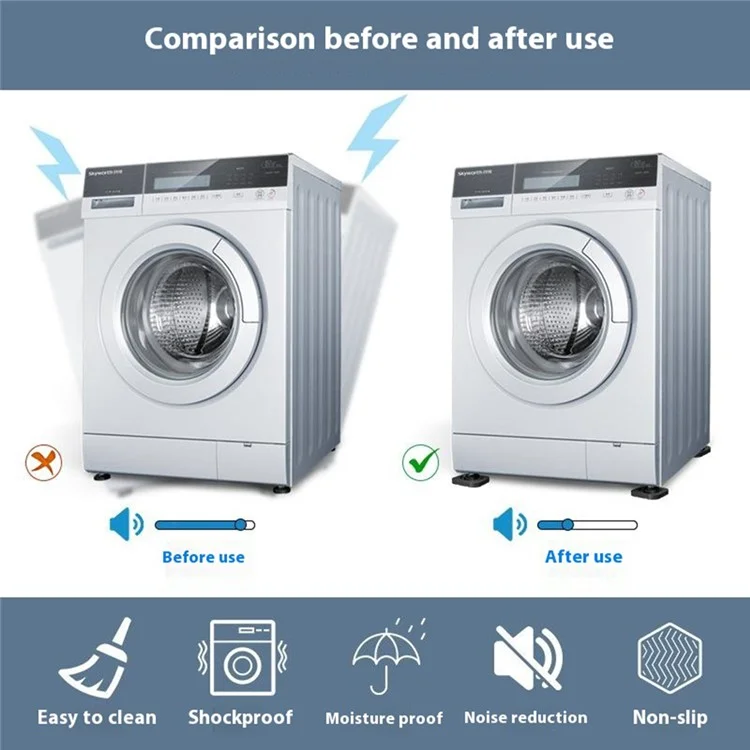 4Pcs Washing Machine Anti Vibration Raised Pads Universal Non Slip Noise Reduction Silicone Feet Mat