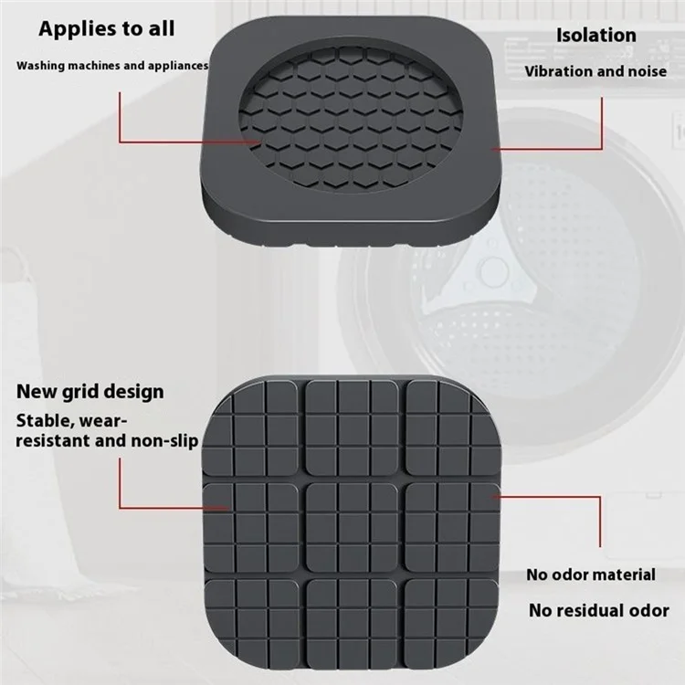 4Pcs Washing Machine Anti Vibration Raised Pads Universal Non Slip Noise Reduction Silicone Feet Mat