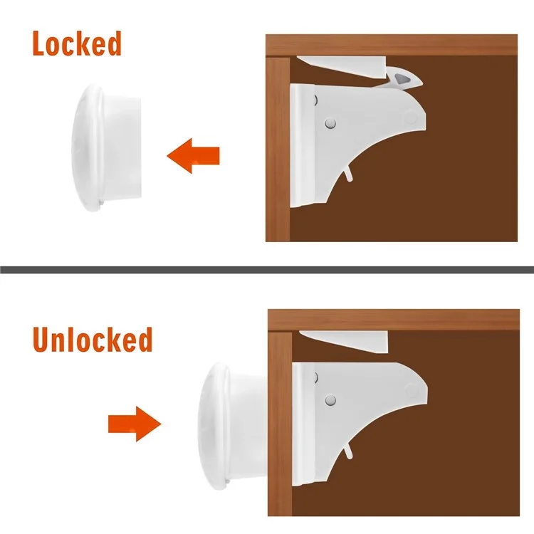 10Pcs Child Safety Magnetic Cabinet Locks No Drill Hidden Baby Proofing Drawer Locks with 2 Round Keys