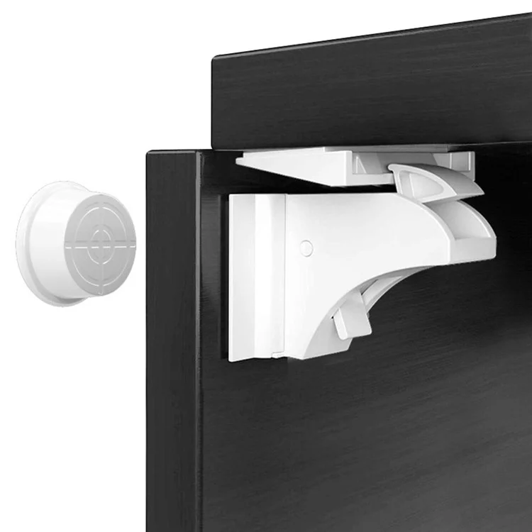 10Pcs Child Safety Magnetic Cabinet Locks No Drill Hidden Baby Proofing Drawer Locks with 2 Round Keys