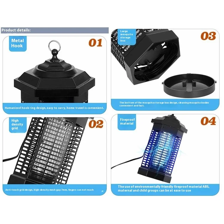 Lampe anti-moustiques extérieure imperméable UV, Piège à insectes photocatalyseur haute pression, Prise européenne