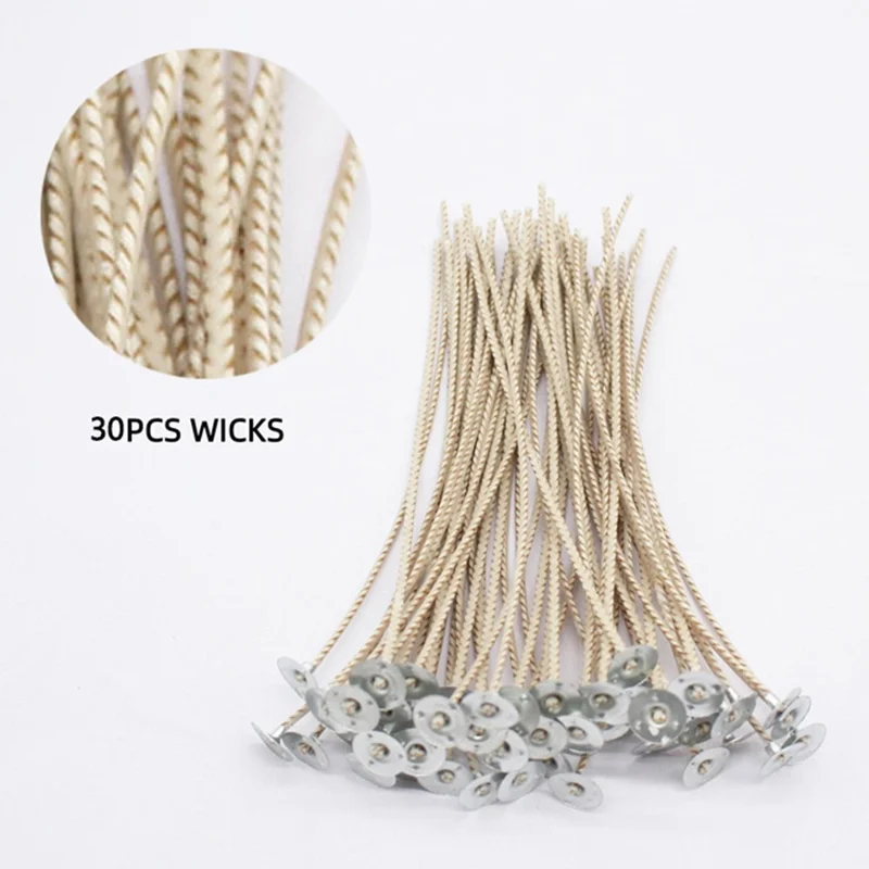 DIY Candle Making Kit 500G Wax Pellets with 30 Braided 8cm Wicks for Candle Crafting Aromatherapy - White