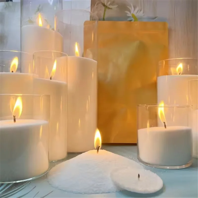 DIY Candle Making Kit 500G Wax Pellets with 30 Braided 8cm Wicks for Candle Crafting Aromatherapy - Pink
