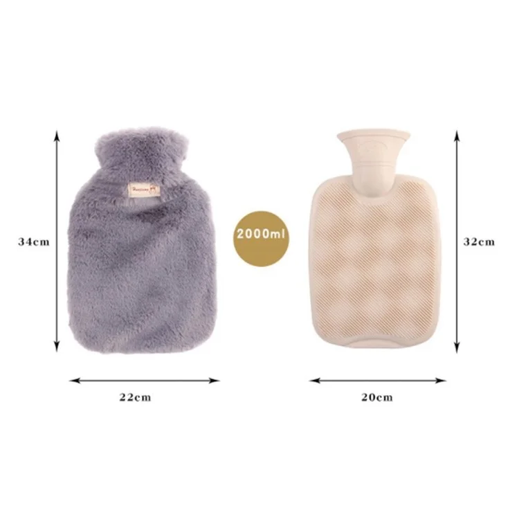 Bouteille d'eau chaude rechargeable de 2000 ML - Gris clair