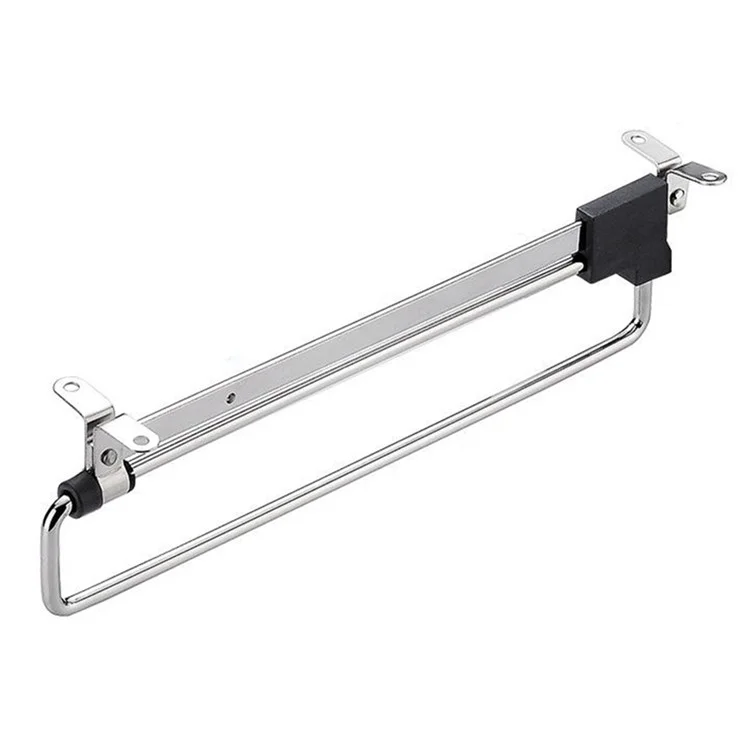 350mm Retractable Clothes Hanger Rod for Closet Wardrobe Heavy Duty Pull Out Hanging Rail - Silver