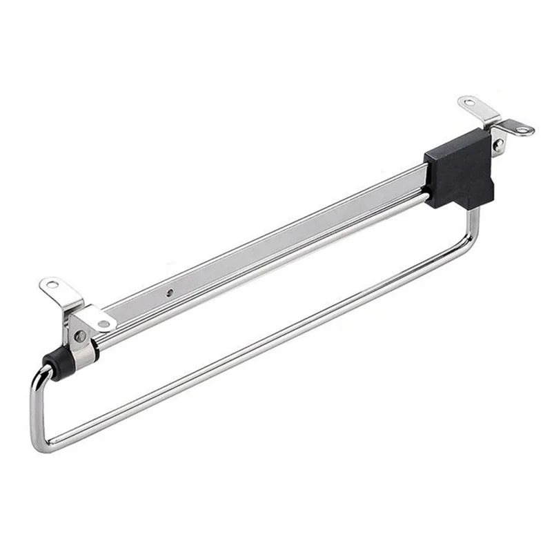 400mm Retractable Clothes Hanger Rod for Closet Wardrobe Heavy Duty Pull Out Hanging Rail - Silver