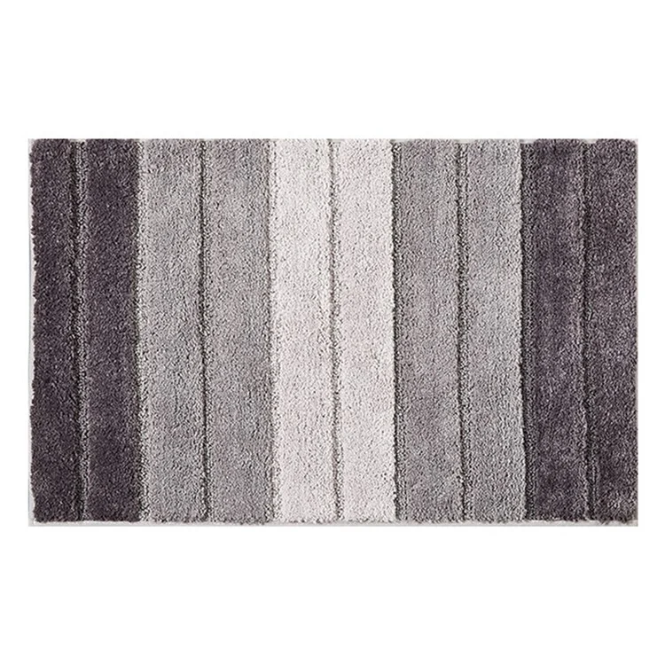 50 x 80cm Gradient Striped Water Absorbent Doormat Flocked Fiber Non Slip Bathroom Rug - Grey