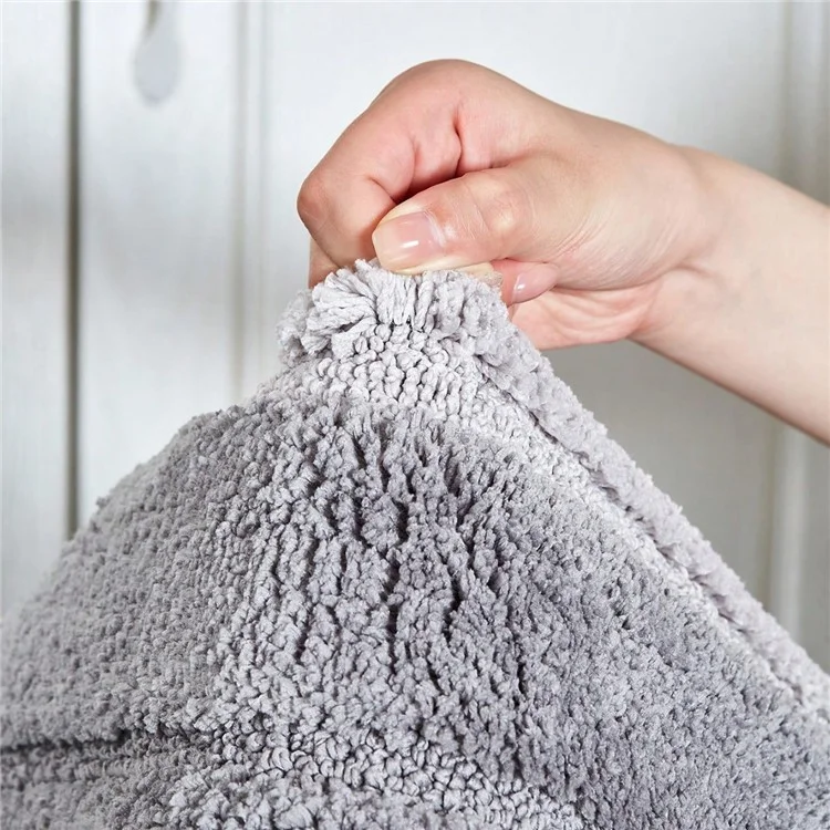50 x 80cm Gradient Striped Water Absorbent Doormat Flocked Fiber Non Slip Bathroom Rug - Grey