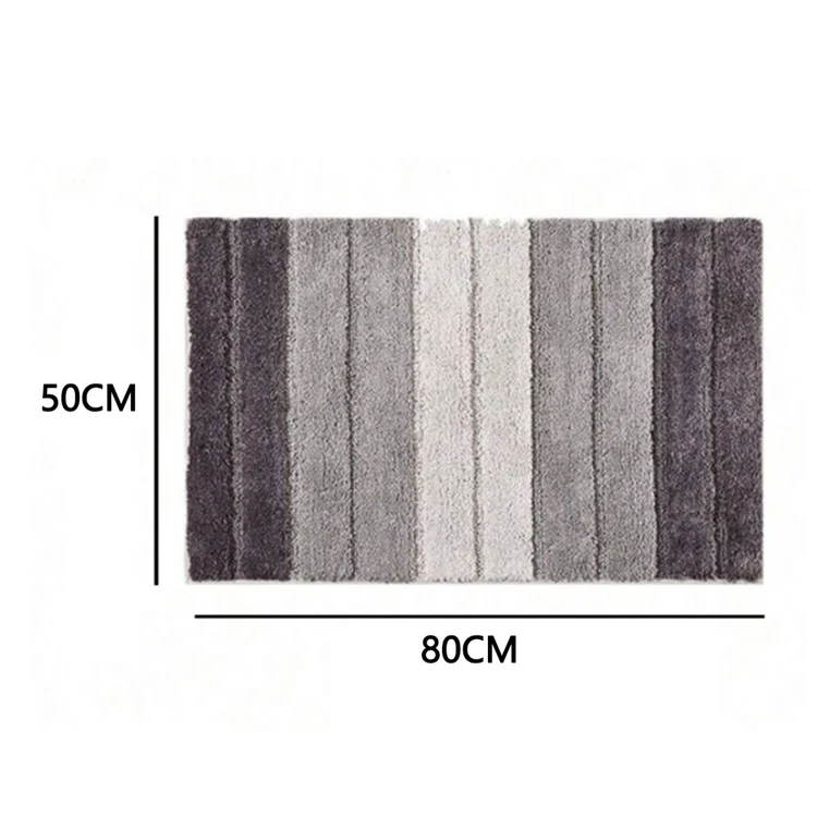 50 x 80cm Gradient Striped Water Absorbent Doormat Flocked Fiber Non Slip Bathroom Rug - Grey