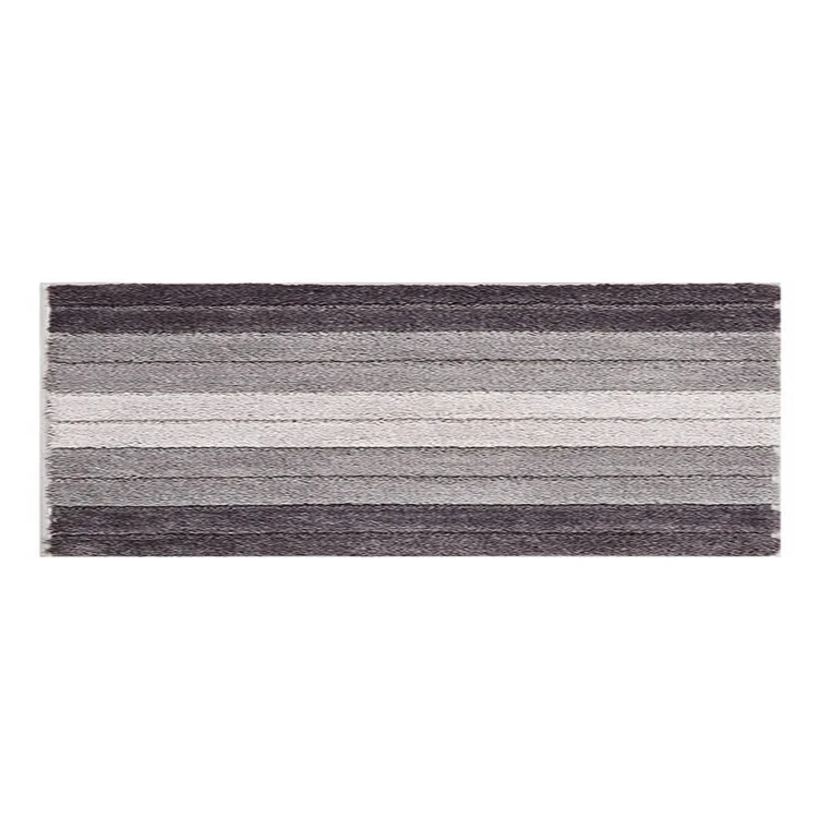 Alfombra de baño de 45 x 120 cm con diseño degradado de rayas, absorbente de agua, de fibra afelpada y antideslizante - Gris