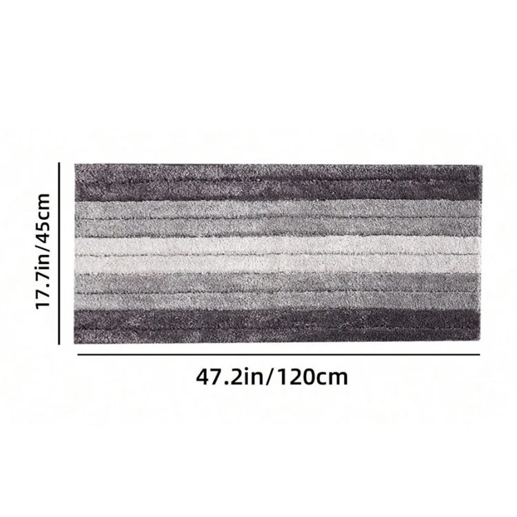 Alfombra de baño de 45 x 120 cm con diseño degradado de rayas, absorbente de agua, de fibra afelpada y antideslizante - Gris