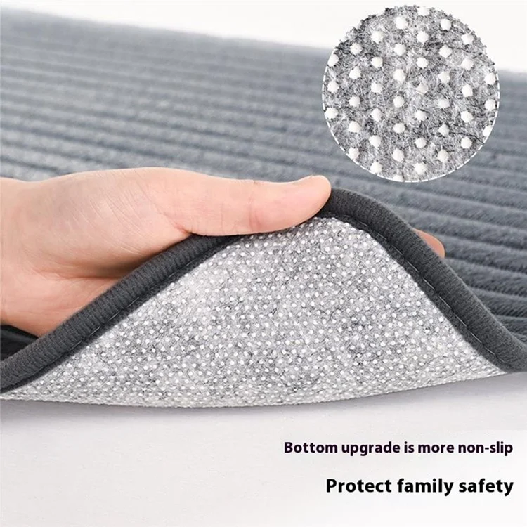 2Pcs / Set Striped Solid Color Bathroom Absorbent Mat Non Slip Flannel Doormat for Entrance, 40x60cm + 50x80cm - Beige