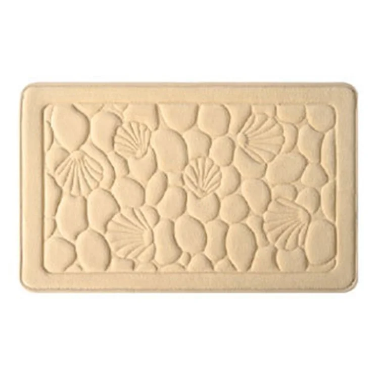 Tappetino da bagno 3D in pile di corallo goffrato da 50 x 80 cm, con imbottitura in memory foam, antiscivolo - Color Khaki