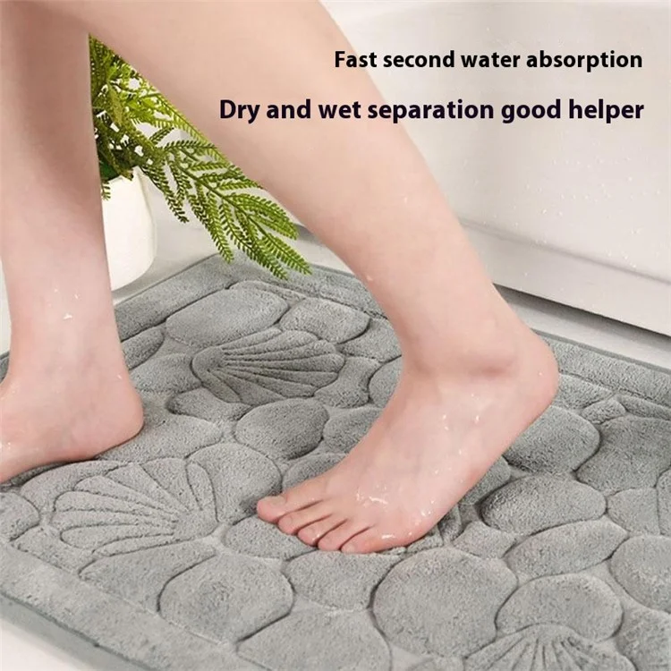 2Pcs / Set 3D Embossed Coral Fleece Absorbent Bath Mat Non Slip Entrance Doormat, 40x60cm + 50x80cm - Khaki