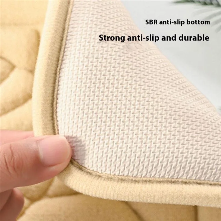 2Pcs / Set 3D Embossed Coral Fleece Absorbent Bath Mat Non Slip Entrance Doormat, 40x60cm + 50x80cm - Khaki