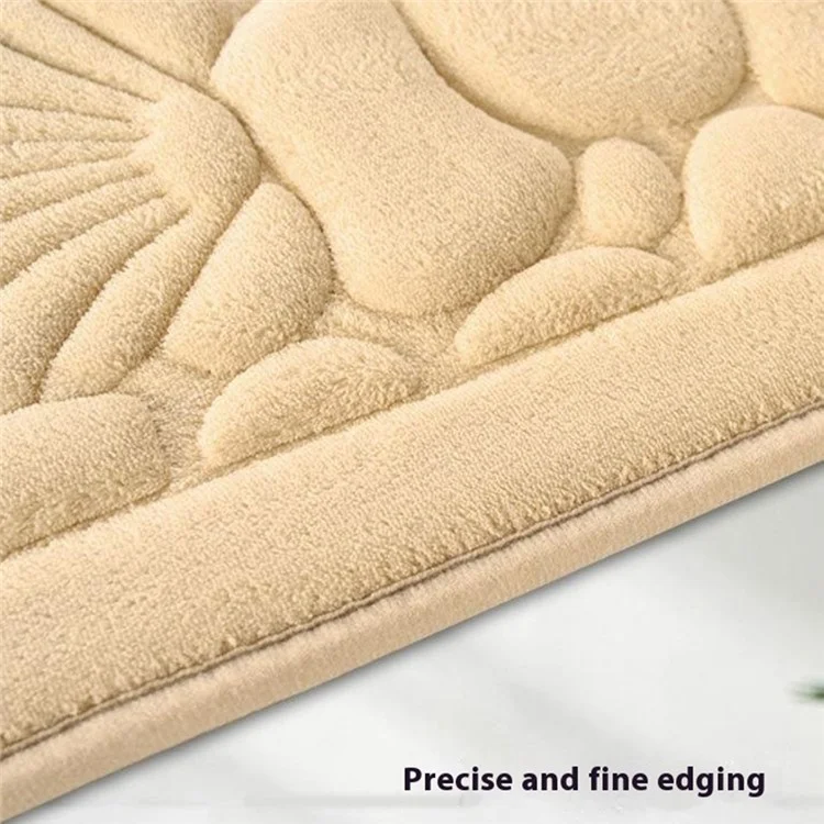 2Pcs / Set 3D Embossed Coral Fleece Absorbent Bath Mat Non Slip Entrance Doormat, 40x60cm + 50x80cm - Khaki