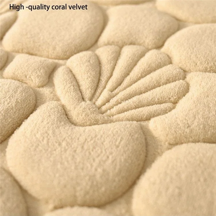 2Pcs / Set 3D Embossed Coral Fleece Absorbent Bath Mat Non Slip Entrance Doormat, 40x60cm + 50x80cm - Khaki