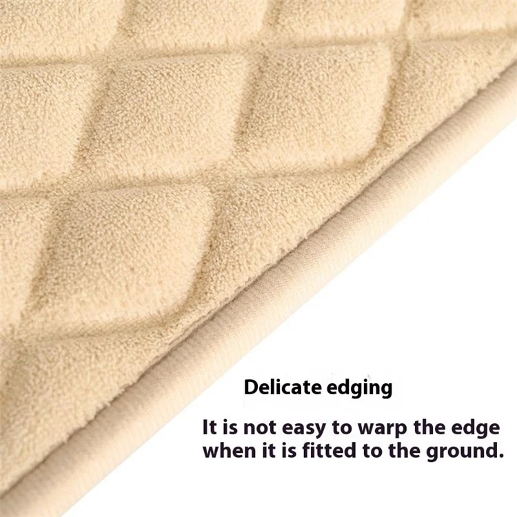 50 x 80cm Coral Fleece Entrance Mat Rhombus Embossed Memory Foam Lining Non Slip Bathroom Rug - Grey
