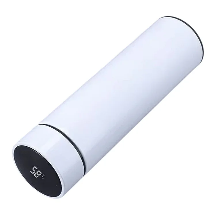 500ML Smart Temperature Display Water Bottle Double Wall Vacuum Insulated Cup Stainless Steel - White