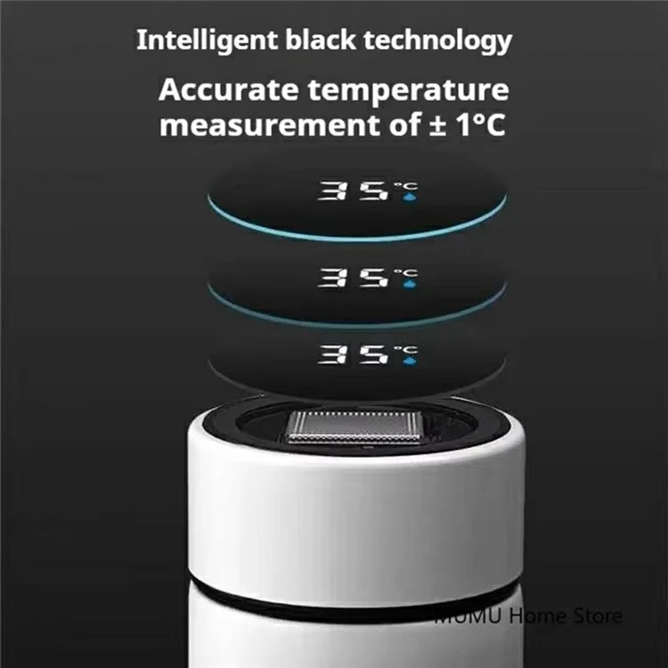 500ML Smart Temperature Display Water Bottle Double Wall Vacuum Insulated Cup Stainless Steel - White