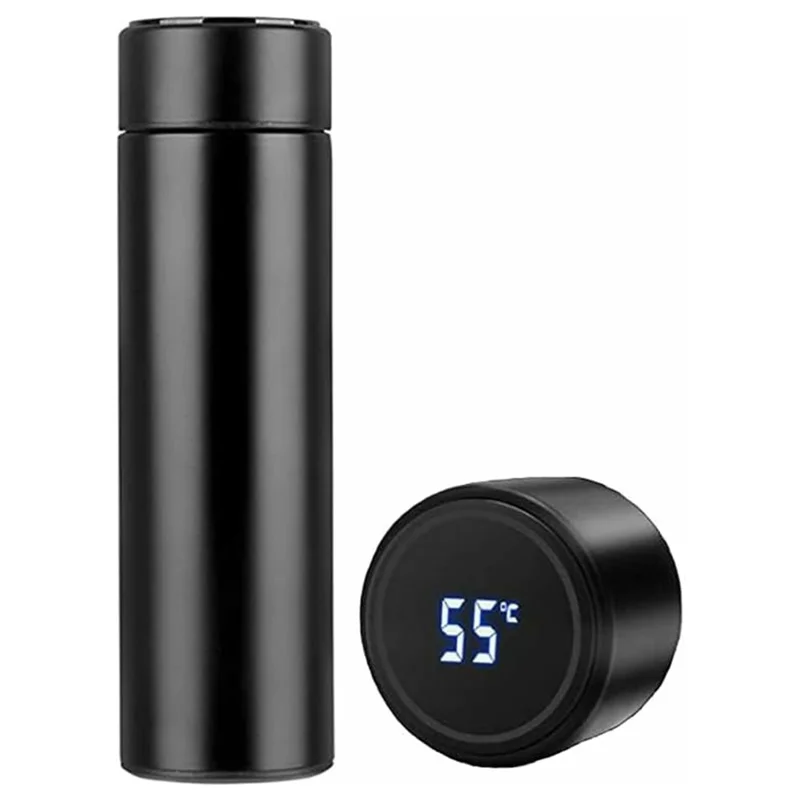 500ML Smart Temperature Display Water Bottle Double Wall Vacuum Insulated Cup Stainless Steel - Red