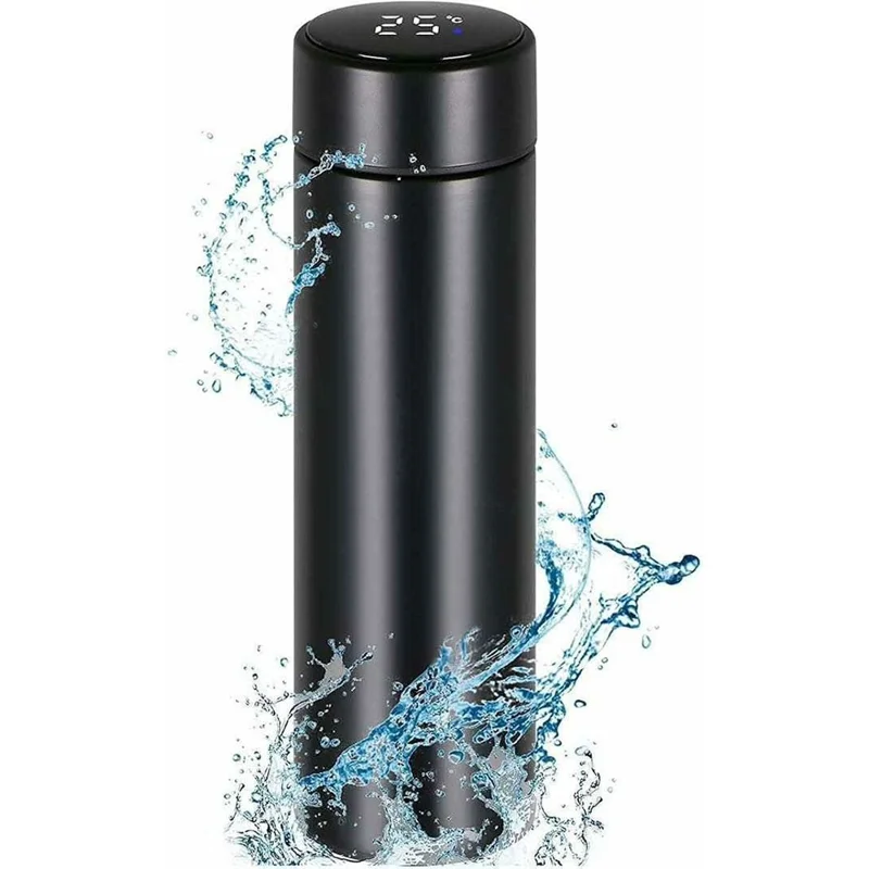 500ML Smart Temperature Display Water Bottle Double Wall Vacuum Insulated Cup Stainless Steel - Red