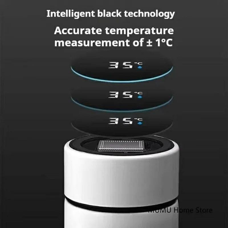 500ML Smart Temperature Display Water Bottle Double Wall Vacuum Insulated Cup Stainless Steel - Red