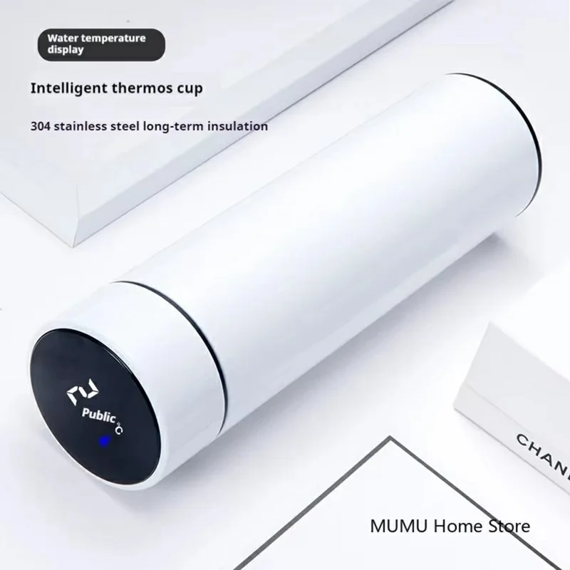 500ML Smart Temperature Display Water Bottle Double Wall Vacuum Insulated Cup Stainless Steel - Red