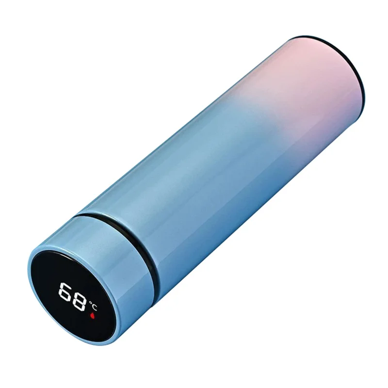 500ML Gradient Color Insulated Bottle with Smart Temperature Display 304 Stainless Steel Double Wall Vacuum Cup - Gradient Blue
