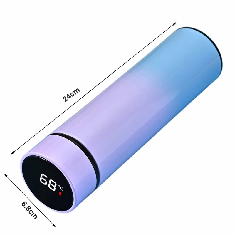 500ML Gradient Color Insulated Bottle with Smart Temperature Display 304 Stainless Steel Double Wall Vacuum Cup - Gradient Blue