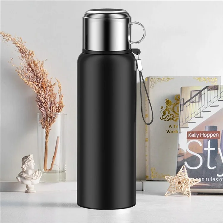 Garrafa Térmica Infusora de Chá em Aço Inoxidável 304, 600ml, para Viagem e Exterior (Sem BPA, Aprovado pela FDA) - Preto