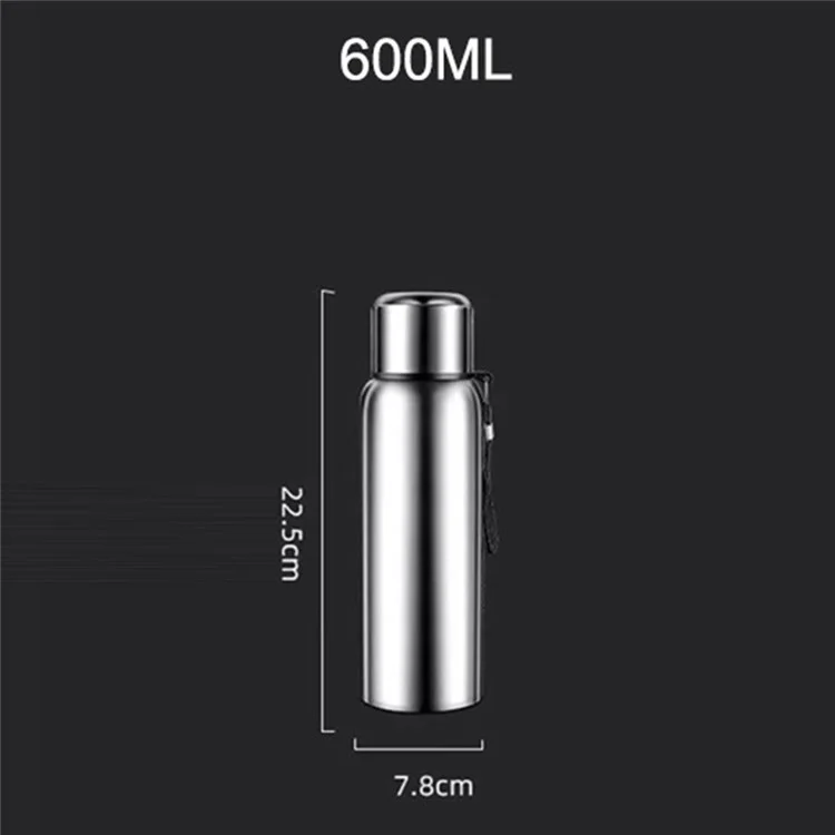 Garrafa Térmica Infusora de Chá em Aço Inoxidável 304, 600ml, para Viagem e Exterior (Sem BPA, Aprovado pela FDA) - Preto
