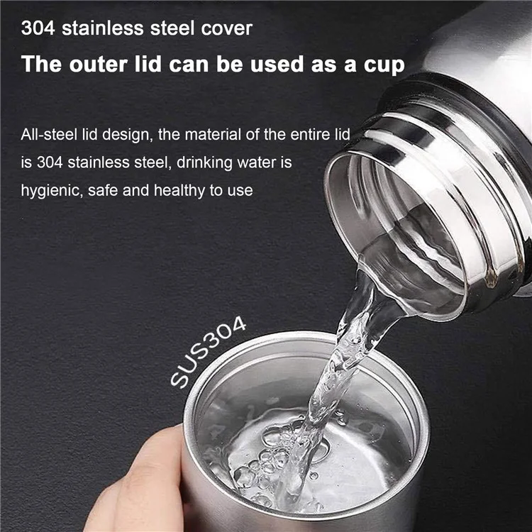 Garrafa Térmica Infusora de Chá em Aço Inoxidável 304, 600ml, para Viagem e Exterior (Sem BPA, Aprovado pela FDA) - Preto