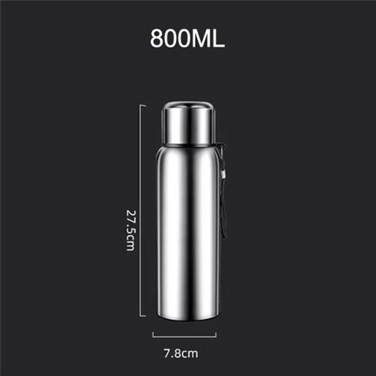 800ml 304 Edelstahl Teesieb Becher Vakuum Isolierte Wasserflasche für Reisen Outdoor (BPA-frei, Keine FDA) - Schwarz
