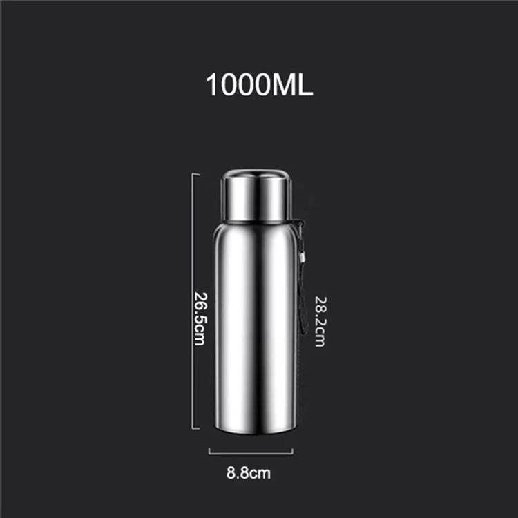 1000 ml Taza Infusora de Té de Acero Inoxidable 304 Botella de Agua Aislada al Vacío para Viajes al Aire Libre (Sin BPA, Sin FDA) - Negro