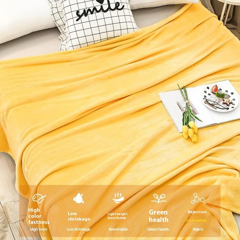 127 x 152cm Soft Flannel Blanket Air Conditioning Quilt Lightweight Summer Nap Office Throw - Light Purple