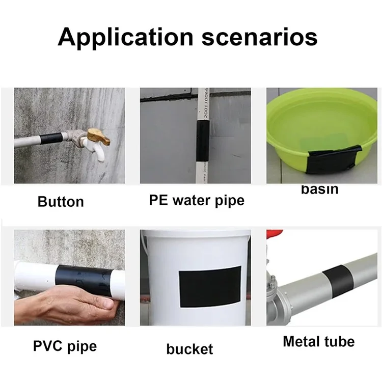 Ruban d'étanchéité PVC imperméable 5x150cm pour réparation de fuites dans les tuyaux de cuisine et salle de bain - Noir