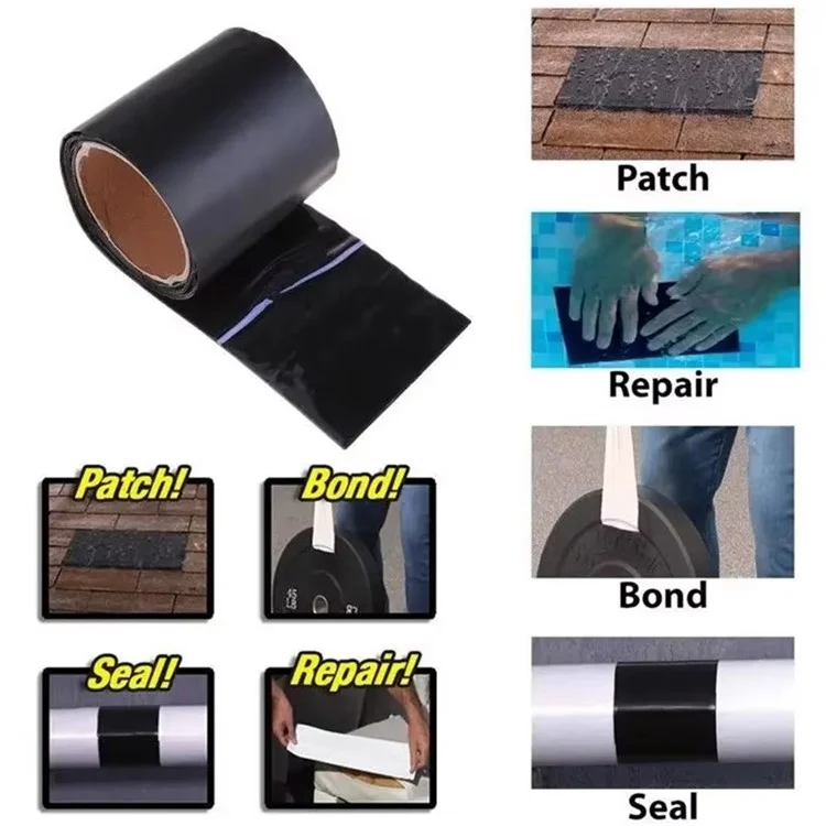 Ruban d'étanchéité PVC imperméable 5x150cm pour réparation de fuites dans les tuyaux de cuisine et salle de bain - Noir