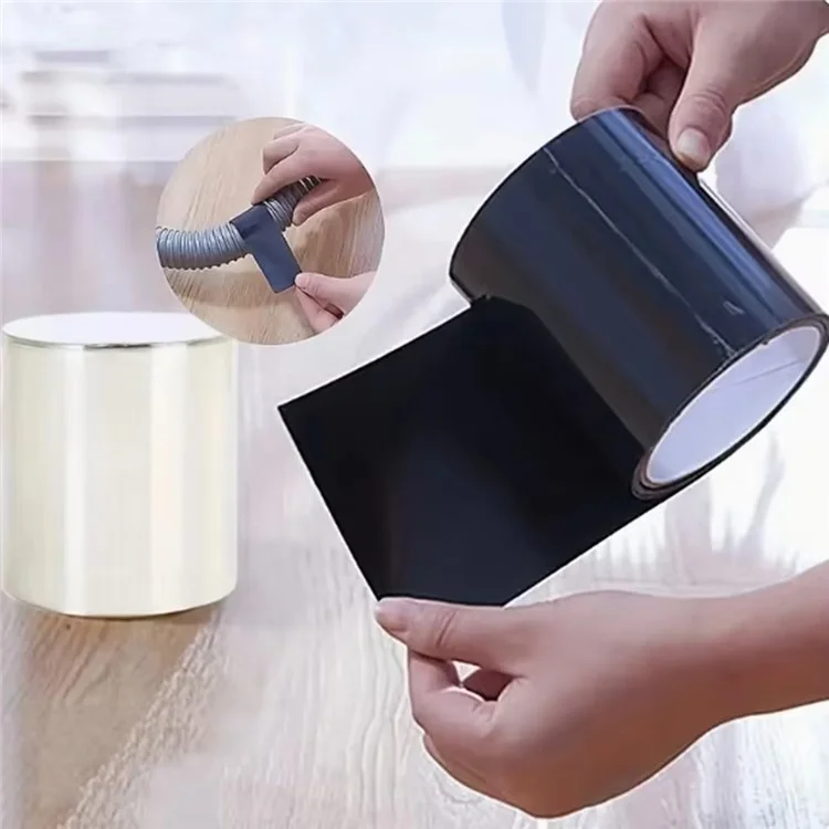 Ruban d'étanchéité PVC imperméable 5x150cm pour réparation de fuites dans les tuyaux de cuisine et salle de bain - Noir