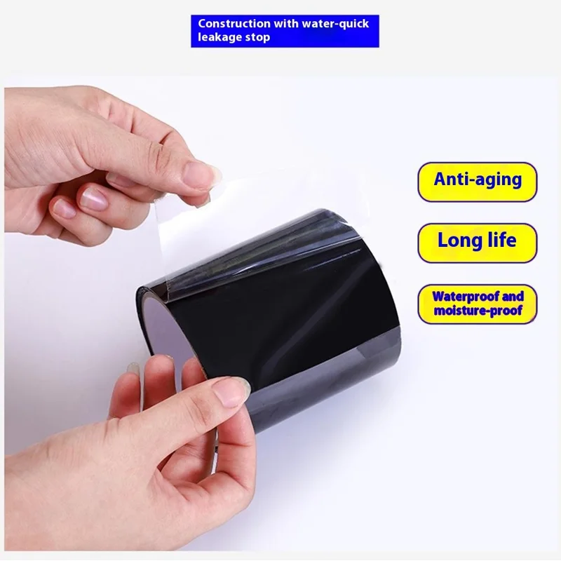 10x150cm PVC Waterproof Tape Kitchen Bathroom Pipe Leak Repair Strong Adhesive Sealant Tape - Black